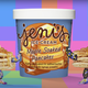 Two sentient stacks of pancakes next to a pint of Jeni's Maple Soaked Pancakes ice cream